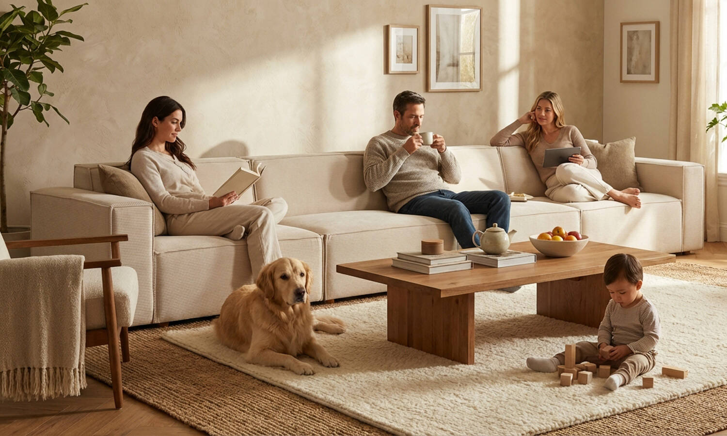 Asana 4 Tekli Fitilli Kadife Krem - 3