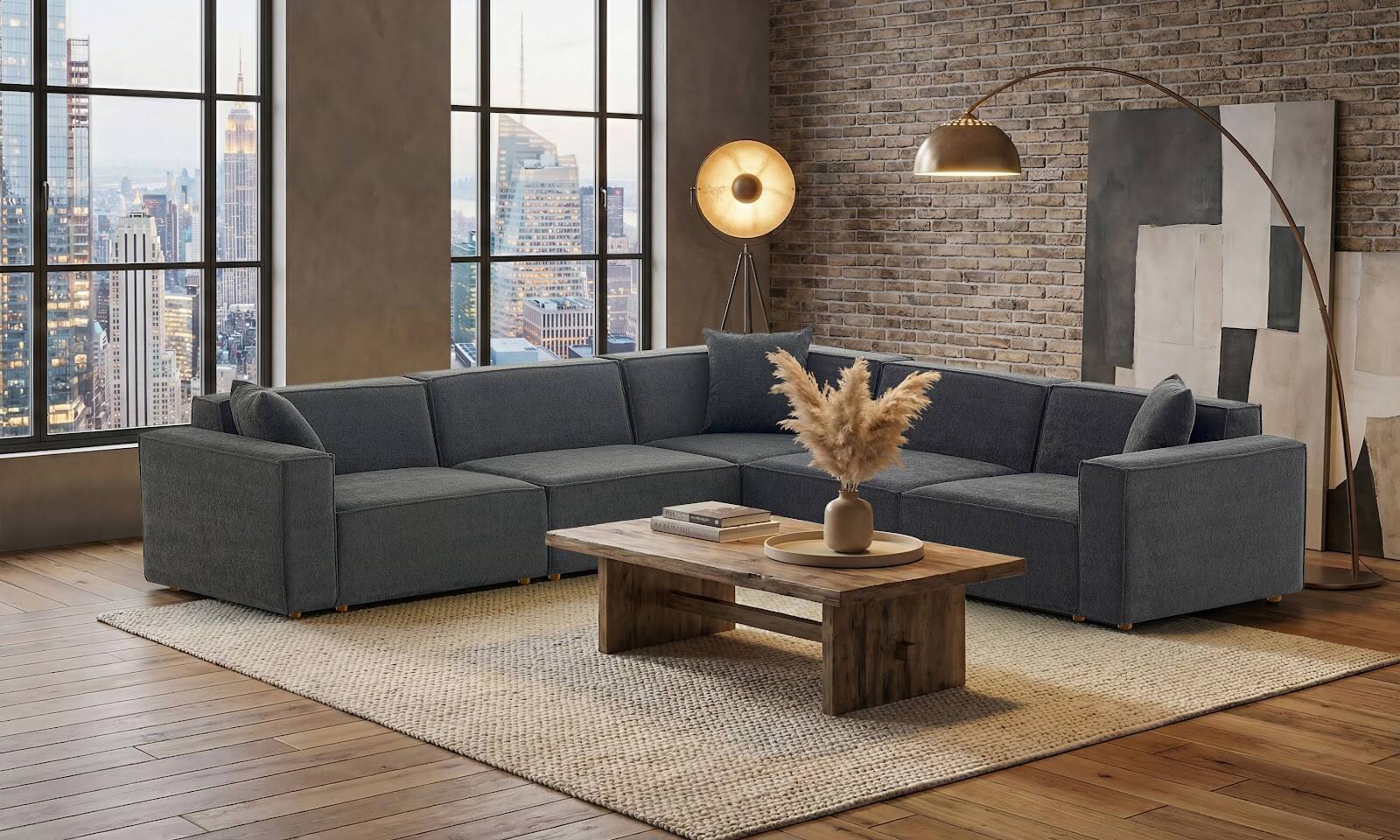 Asana 4 Tekli Köşe Bukle Antrasit - 2