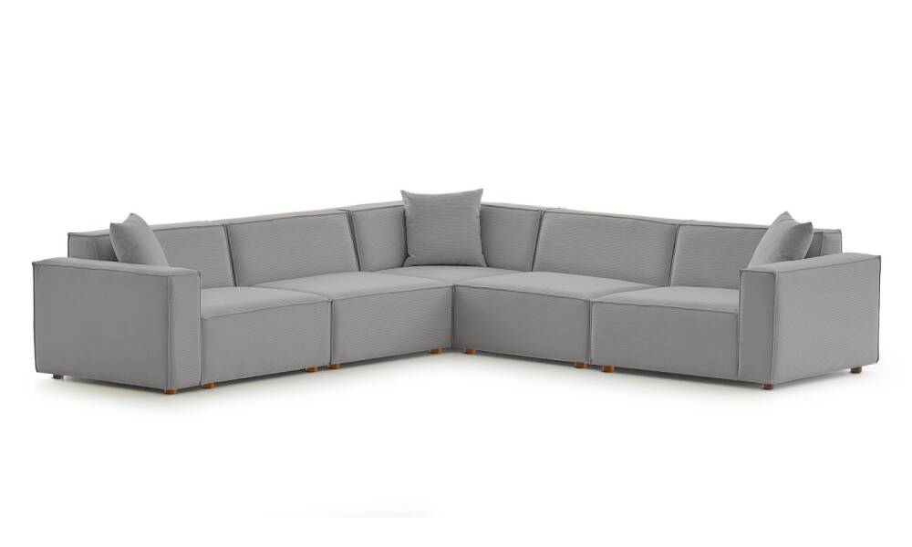 Asana 4 Tekli Köşe Fitilli Kadife Gri