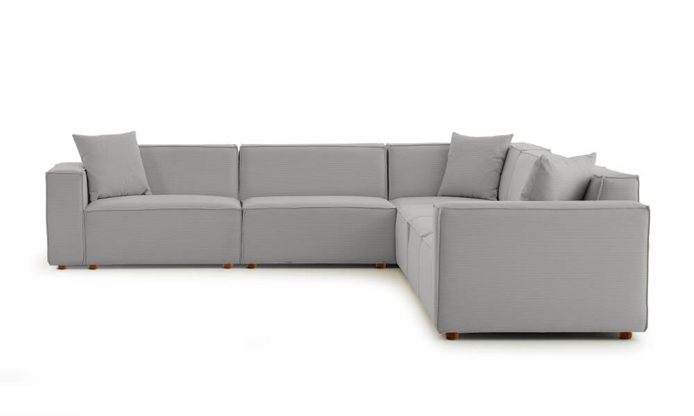 Asana 4 Tekli Köşe Fitilli Kadife Gri - 4