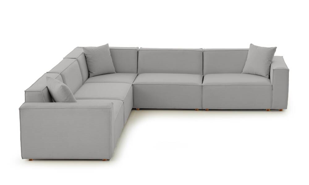 Asana 4 Tekli Köşe Fitilli Kadife Gri - 5