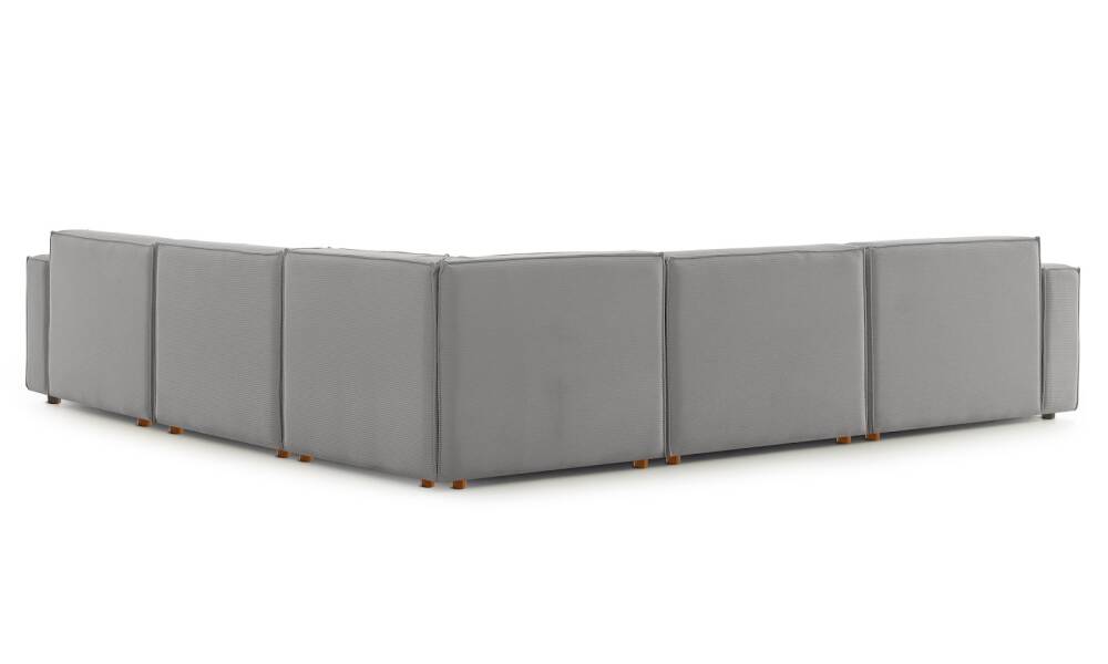 Asana 4 Tekli Köşe Fitilli Kadife Gri - 7