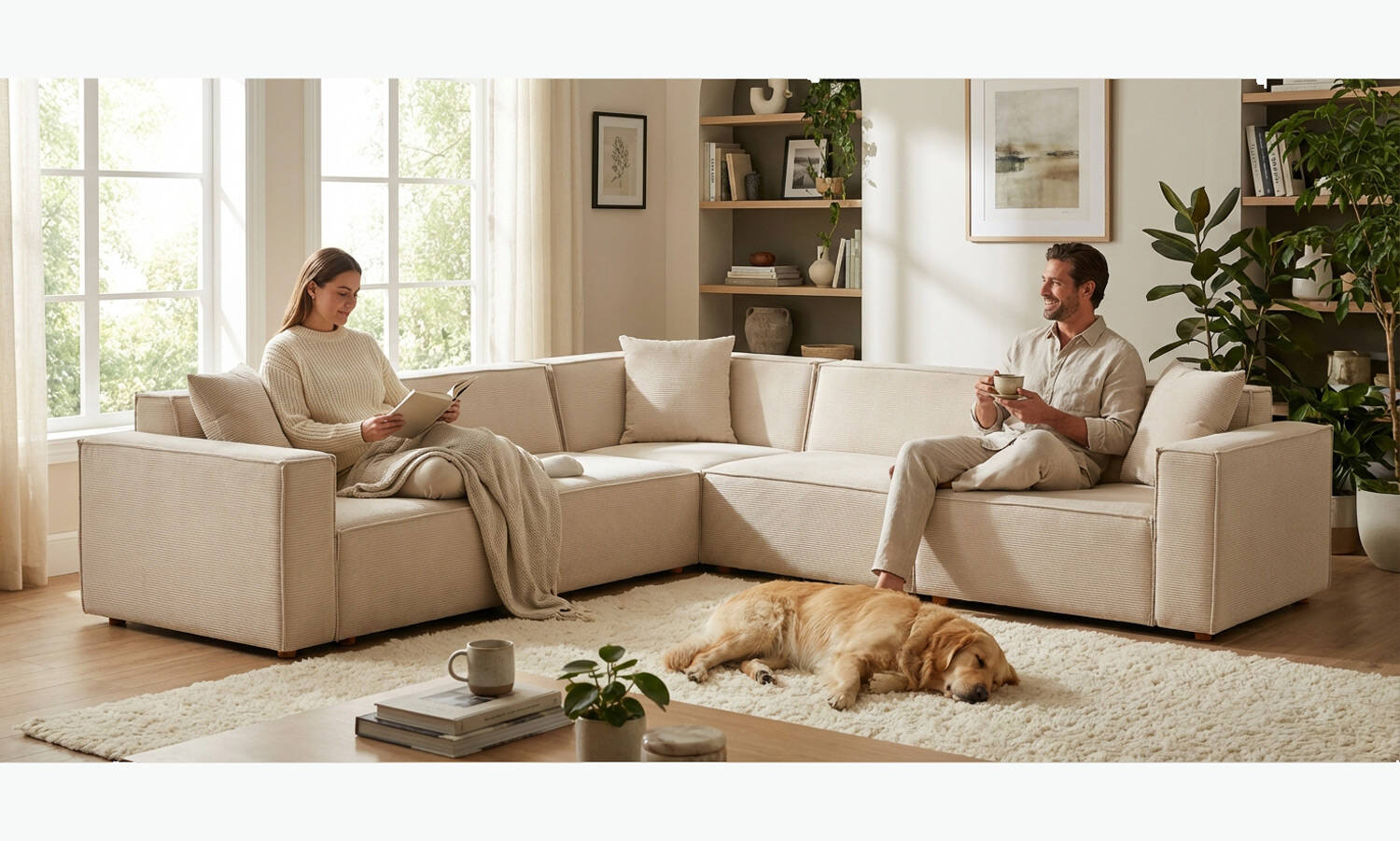 Asana 4 Tekli Köşe Fitilli Kadife Krem - 2