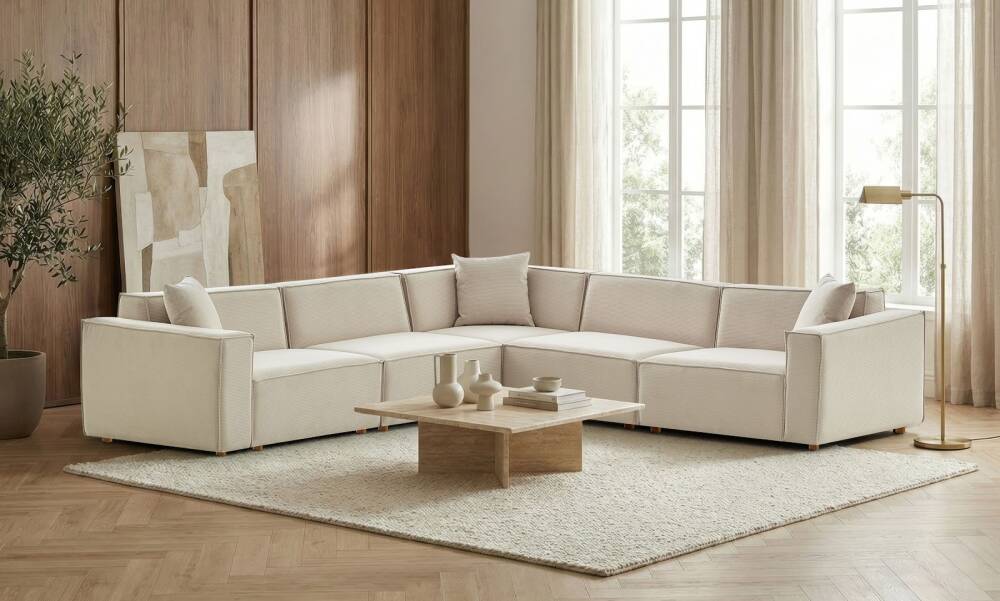 Asana 4 Tekli Köşe Fitilli Kadife Krem - 3