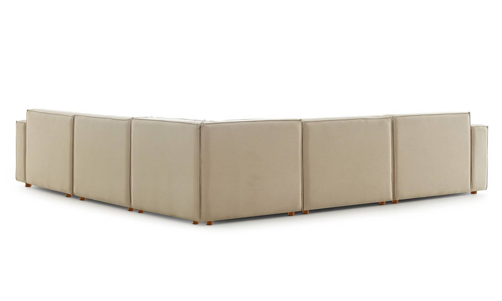 Asana 4 Tekli Köşe Fitilli Kadife Krem - 7