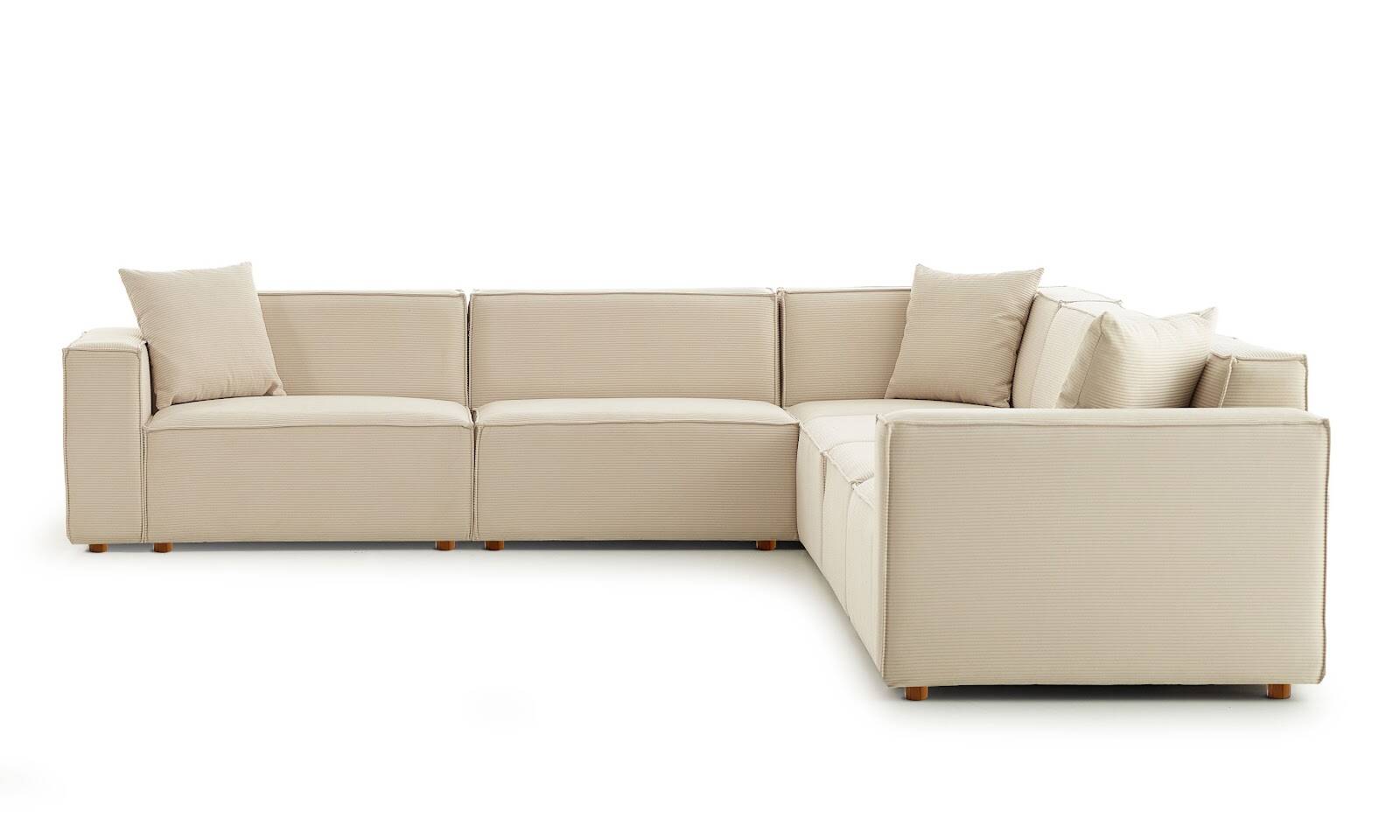 Asana 4 Tekli Köşe Fitilli Kadife Krem - 6