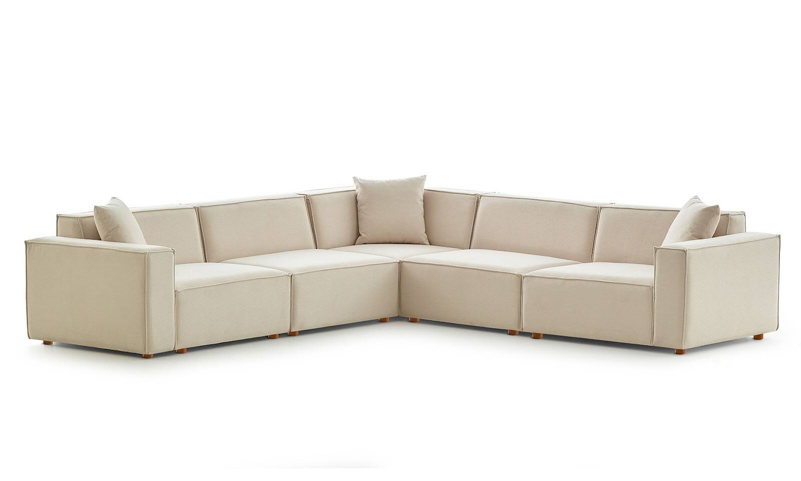 Asana 4 Tekli Köşe Fitilli Kadife Krem - 1