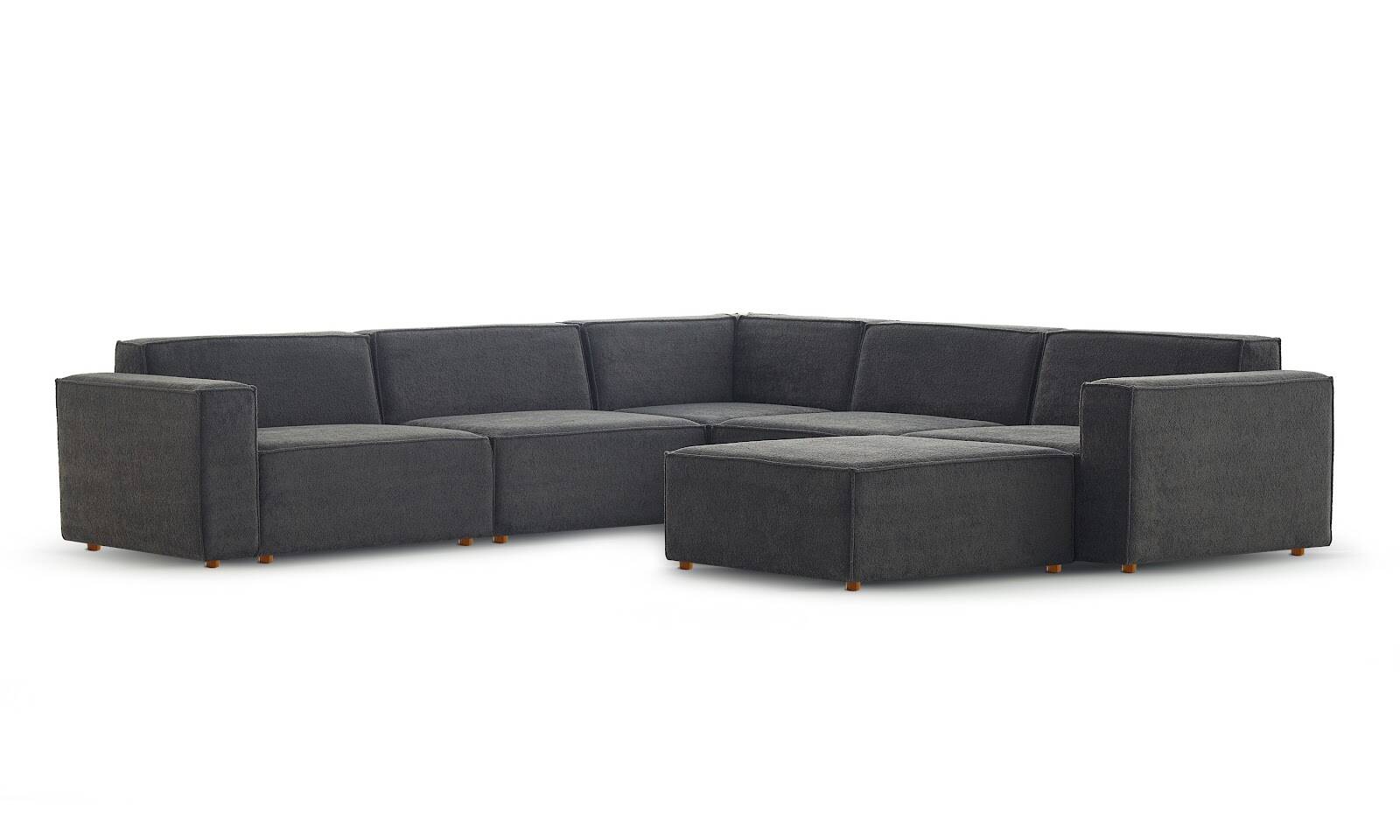 Asana 4 Tekli Köşe Puf Bukle Antrasit - 5