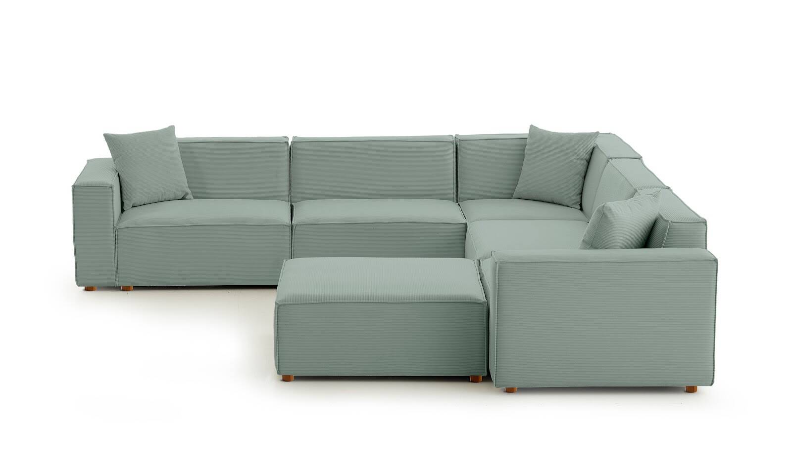 Asana 4 Tekli Köşe Puf Fitilli Kadife Pastel Mavi - 4