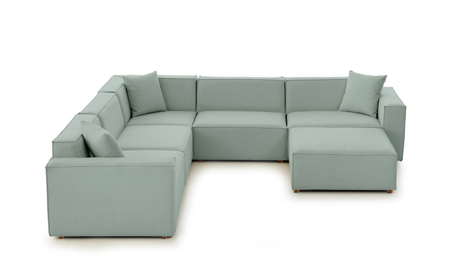 Asana 4 Tekli Köşe Puf Fitilli Kadife Pastel Mavi - 5