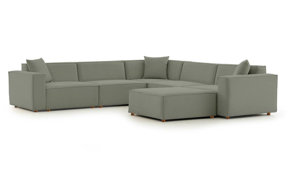 Asana 4 Tekli Köşe Puf Fitilli Kadife Su Yeşili - 3