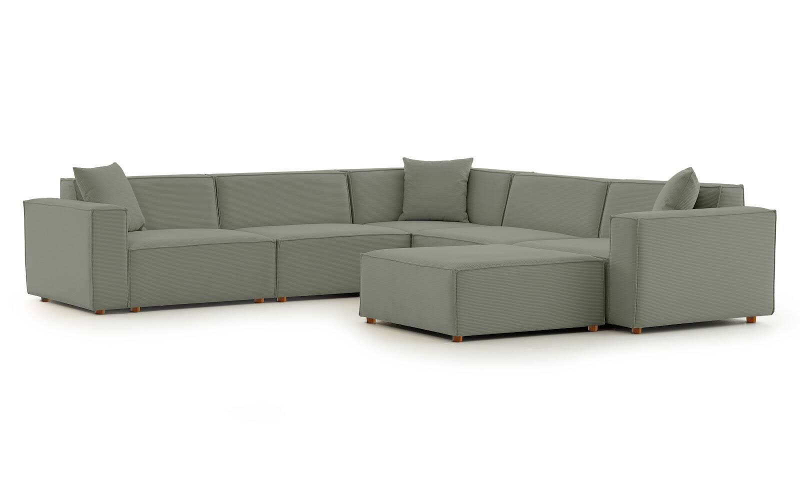 Asana 4 Tekli Köşe Puf Fitilli Kadife Su Yeşili - 3