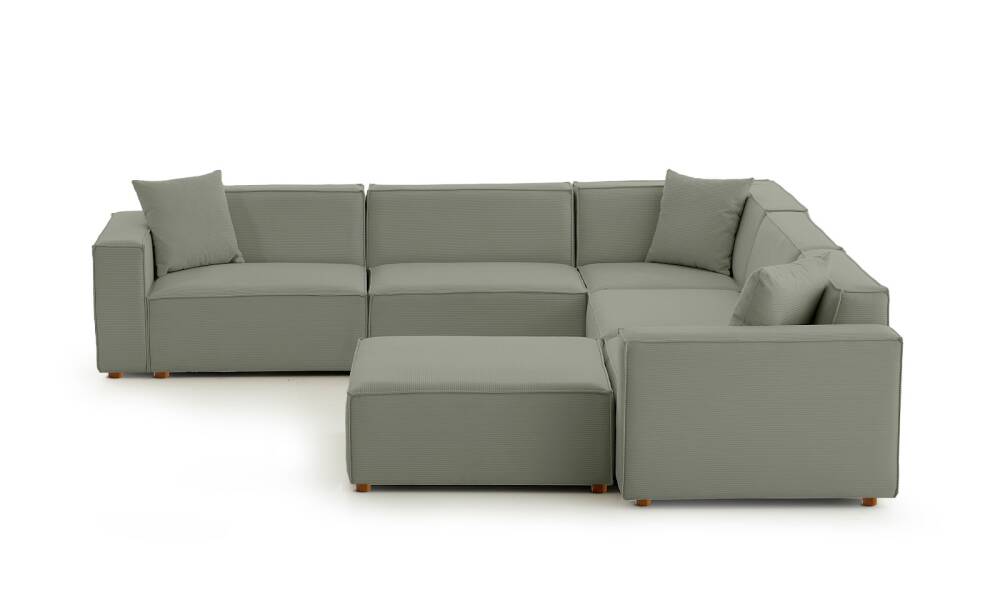 Asana 4 Tekli Köşe Puf Fitilli Kadife Su Yeşili - 4