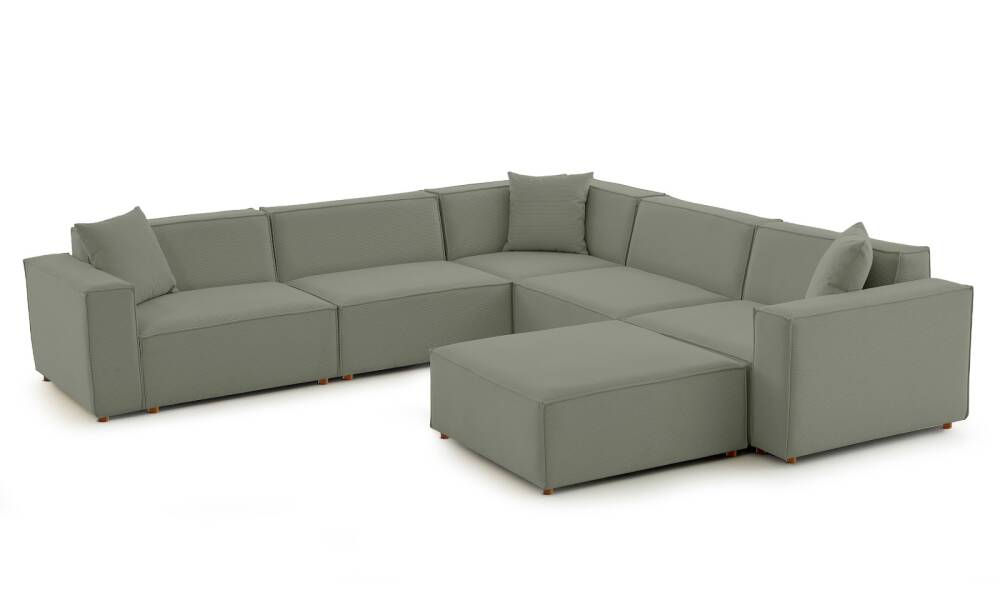 Asana 4 Tekli Köşe Puf Fitilli Kadife Su Yeşili