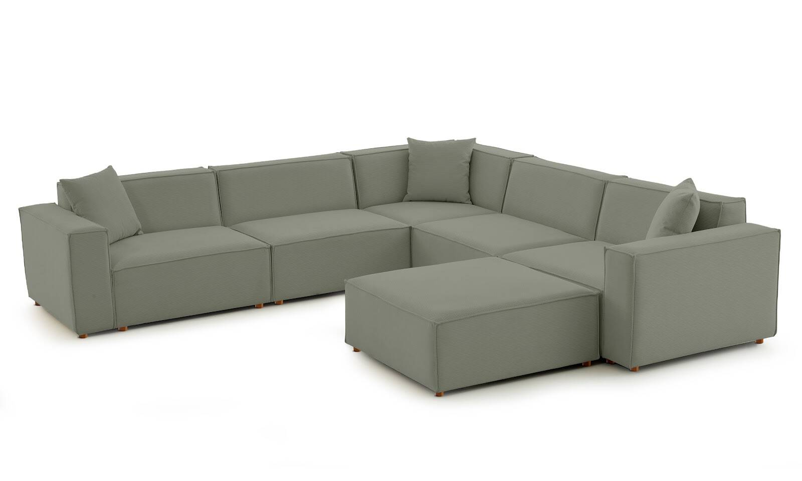 Asana 4 Tekli Köşe Puf Fitilli Kadife Su Yeşili - 1