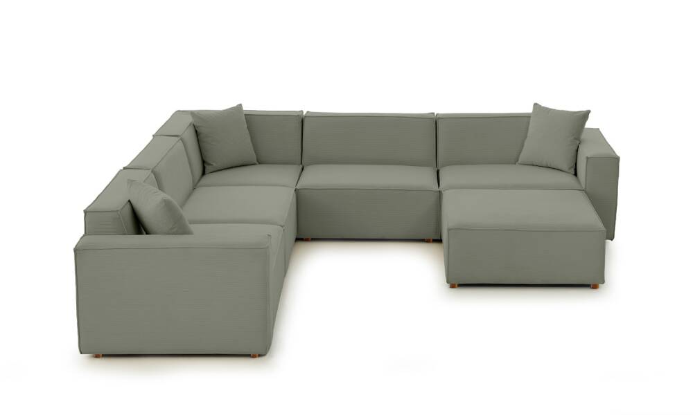 Asana 4 Tekli Köşe Puf Fitilli Kadife Su Yeşili - 5