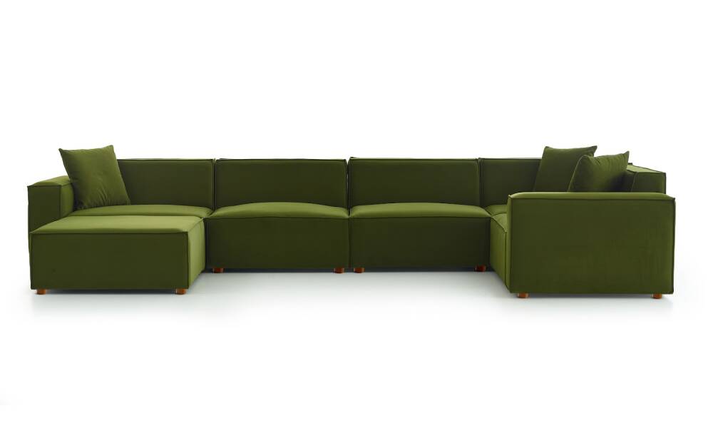 Asana 4 Tekli Köşe Puf Kadife Yeşil - 3