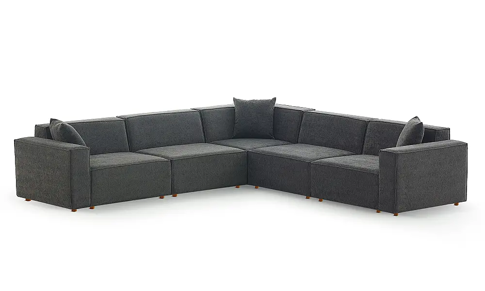 Asana 4 Tekli Köşe Yedek Kılıf - Bukle Antrasit - 2