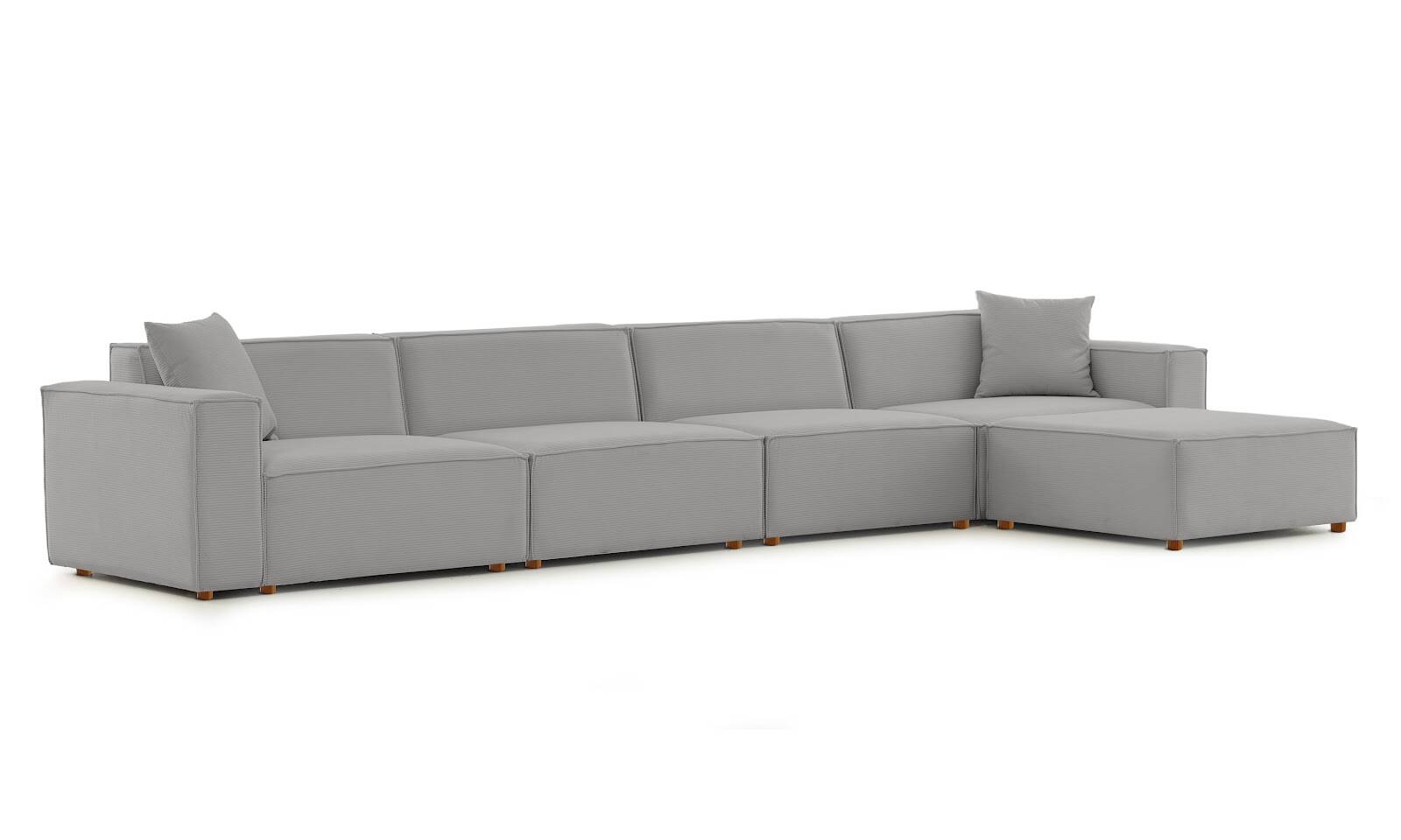 Asana 4 Tekli Puf Fitilli Kadife Gri - 7