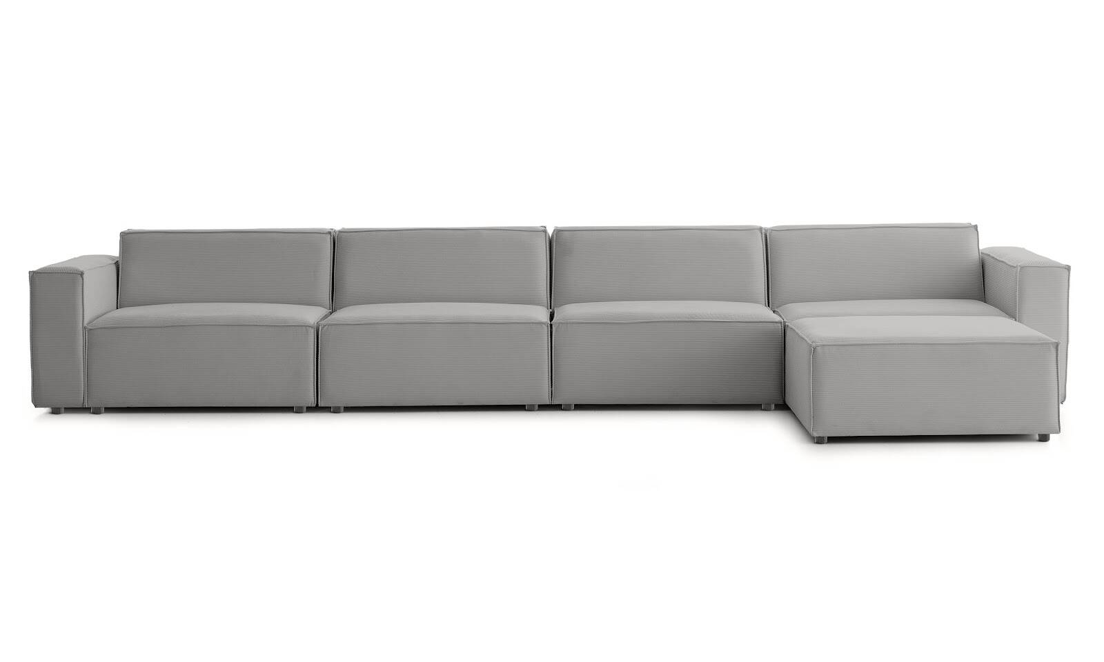 Asana 4 Tekli Puf Fitilli Kadife Gri - 1