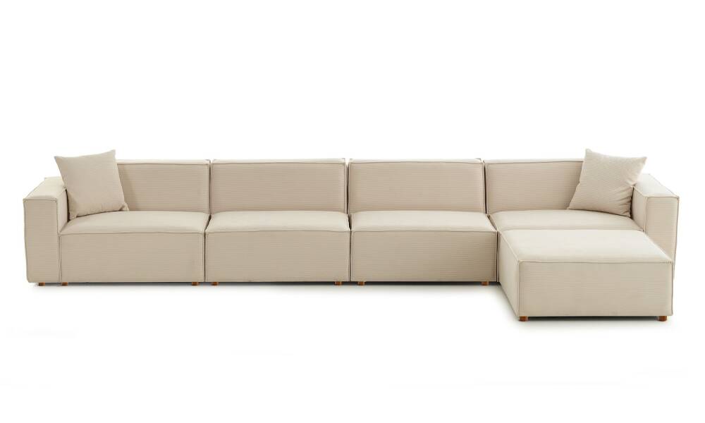 Asana 4 Tekli Puf Fitilli Kadife Krem - 8