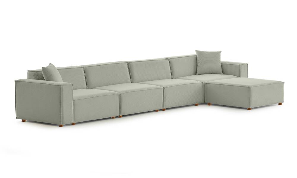 Asana 4 Tekli Puf Fitilli Kadife Su Yeşili - 5