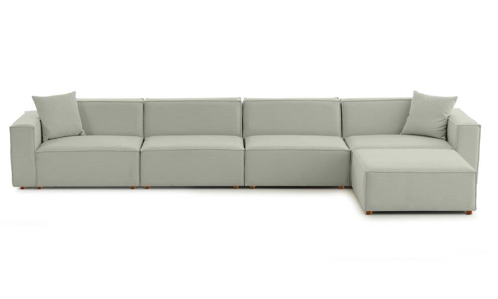 Asana 4 Tekli Puf Fitilli Kadife Su Yeşili - 3