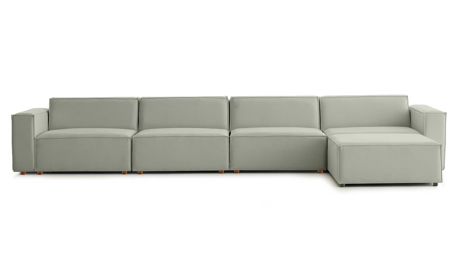 Asana 4 Tekli Puf Fitilli Kadife Su Yeşili - 1