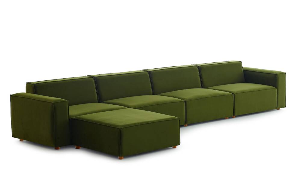 Asana 4 Tekli Puf Kadife Yeşil