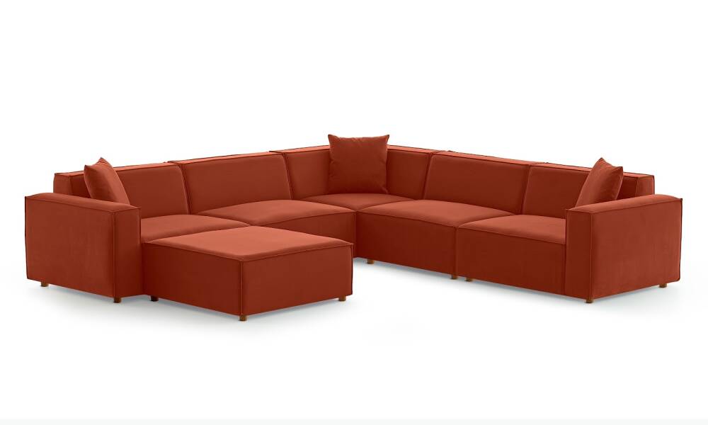 Asana 4TekliKosePuf Kadife Kiremit