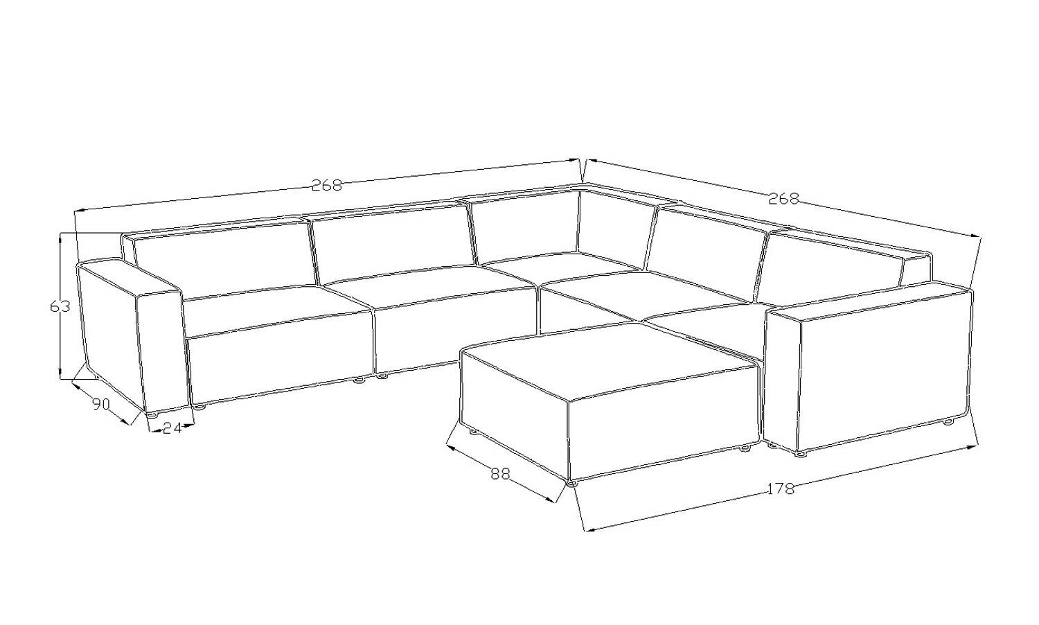 Asana 4TekliKosePuf Kadife Kiremit - 3