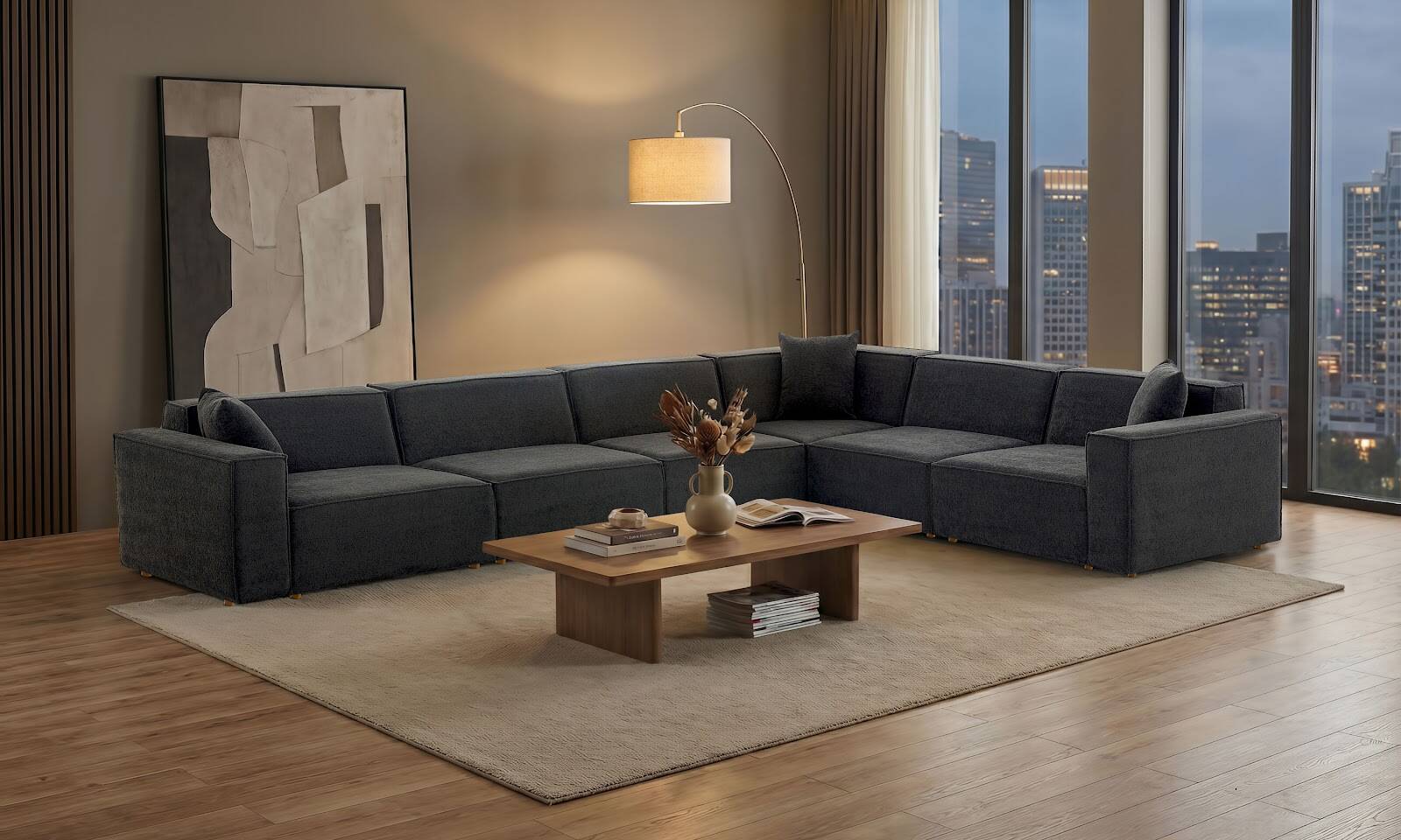 Asana 5 Tekli Köşe Bukle Antrasit - 2