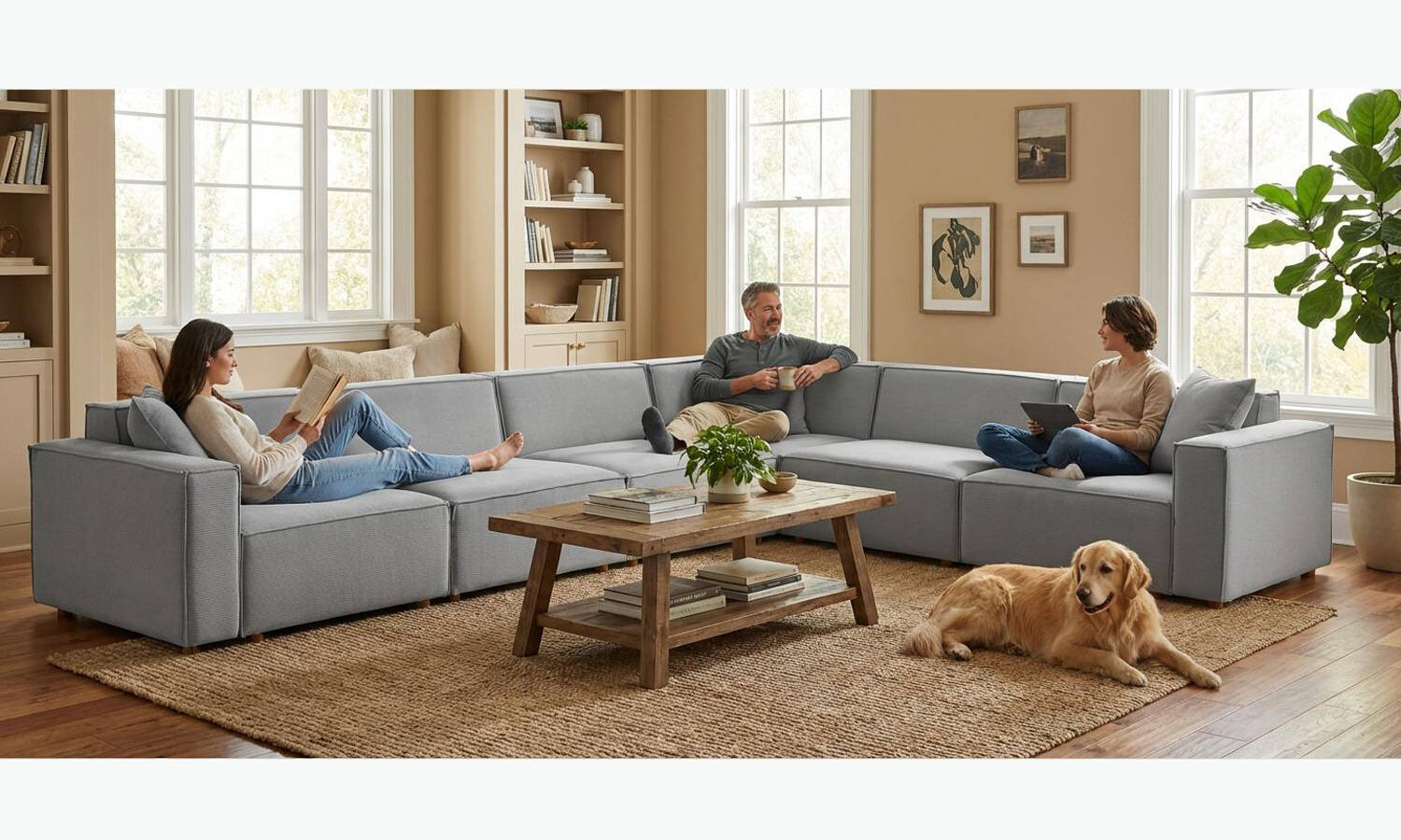 Asana 5 Tekli Köşe Fitilli Kadife Gri - 3