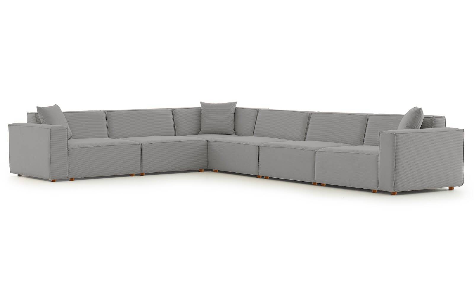 Asana 5 Tekli Köşe Fitilli Kadife Gri - 5