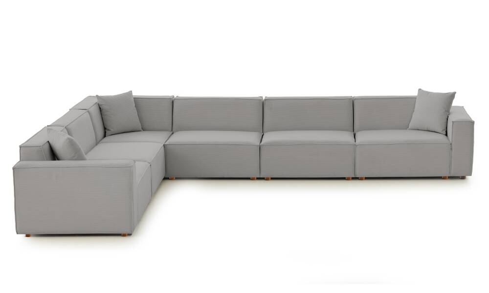 Asana 5 Tekli Köşe Fitilli Kadife Gri - 6