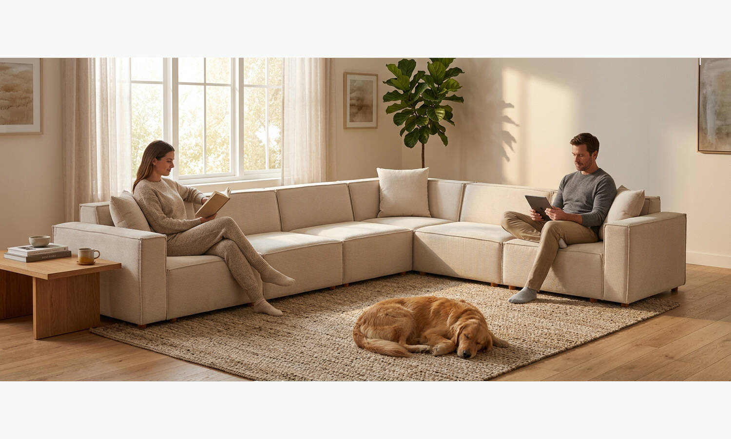 Asana 5 Tekli Köşe Fitilli Kadife Krem - 4