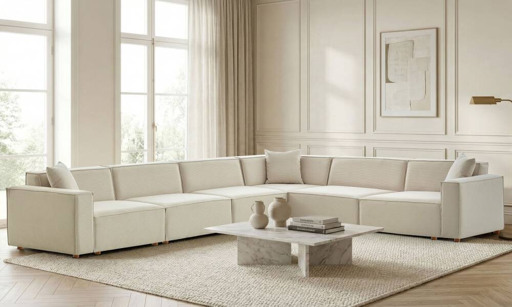 Asana 5 Tekli Köşe Fitilli Kadife Krem - 3