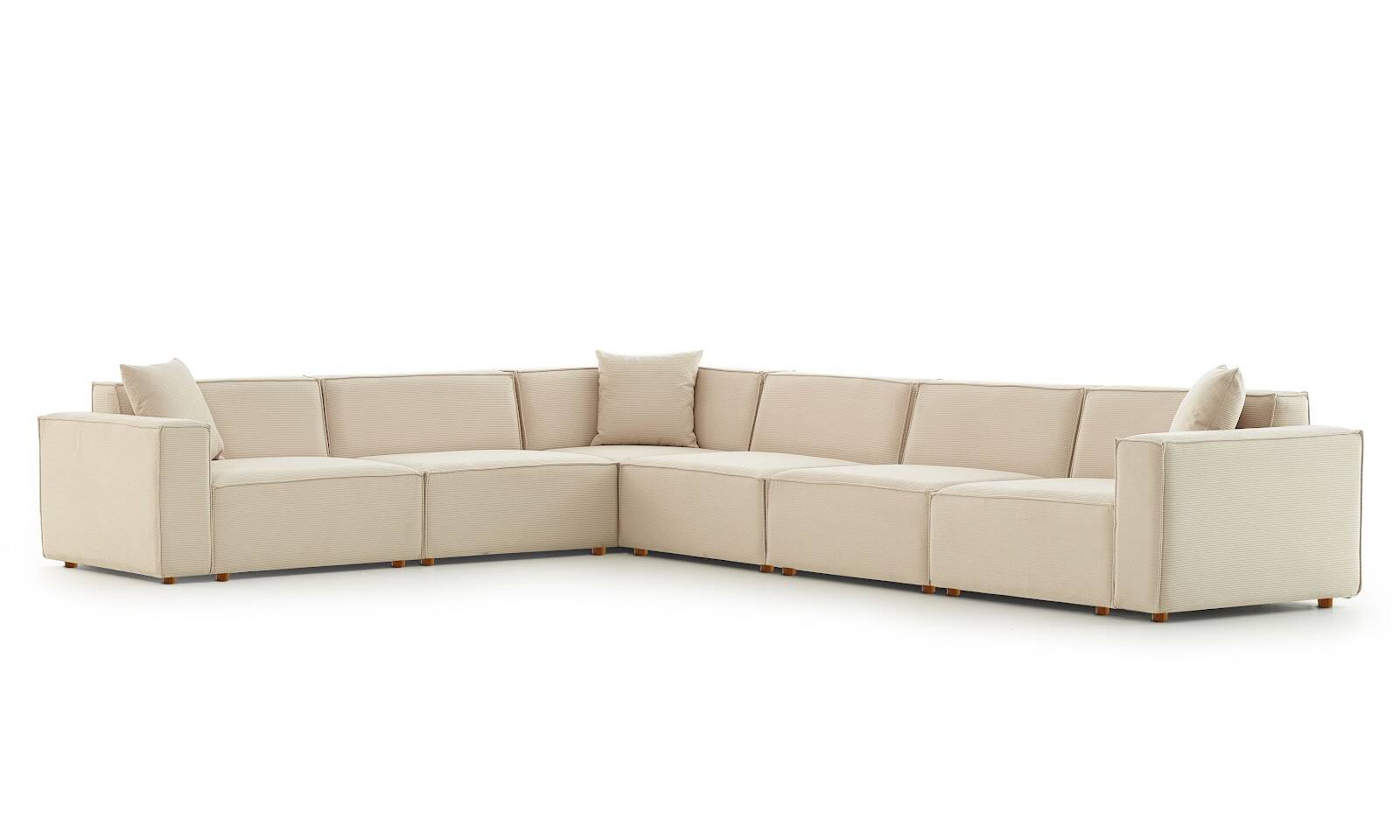 Asana 5 Tekli Köşe Fitilli Kadife Krem - 6