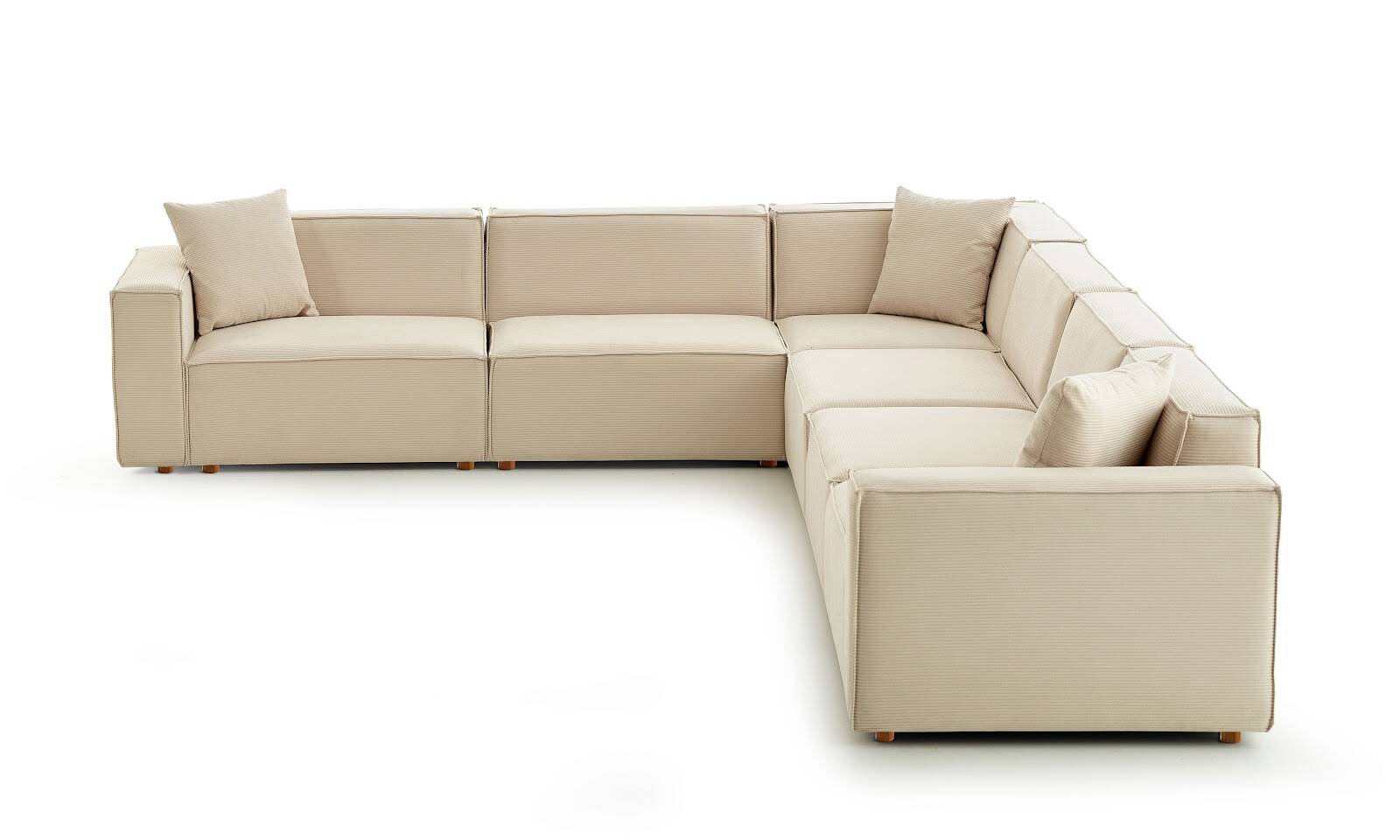 Asana 5 Tekli Köşe Fitilli Kadife Krem - 7