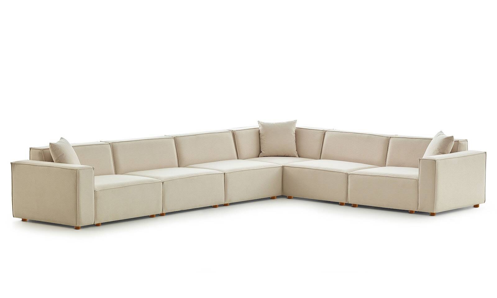 Asana 5 Tekli Köşe Fitilli Kadife Krem - 1