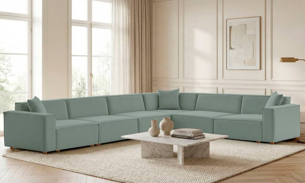 Asana 5 Tekli Köşe Fitilli Kadife Pastel Mavi (1)