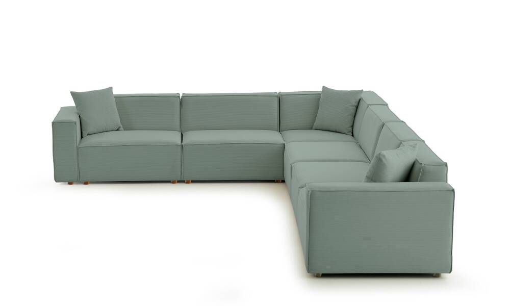 Asana 5 Tekli Köşe Fitilli Kadife Pastel Mavi - 3