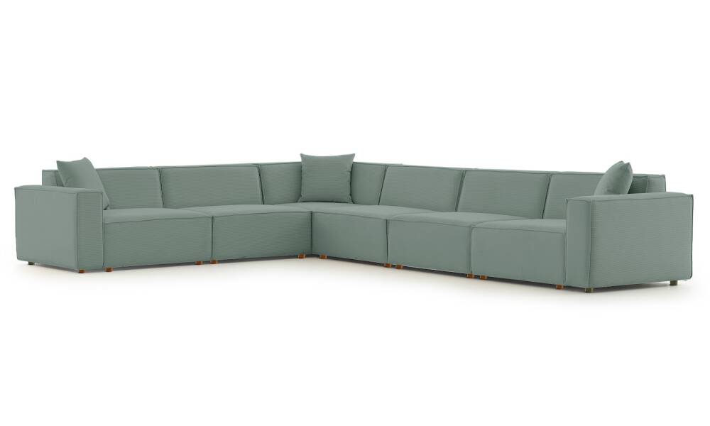 Asana 5 Tekli Köşe Fitilli Kadife Pastel Mavi - 4