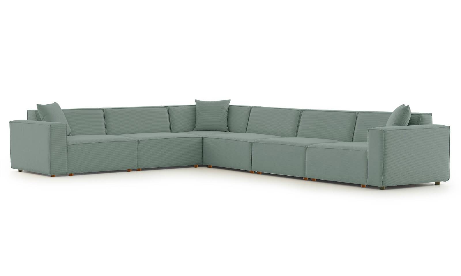 Asana 5 Tekli Köşe Fitilli Kadife Pastel Mavi - 4