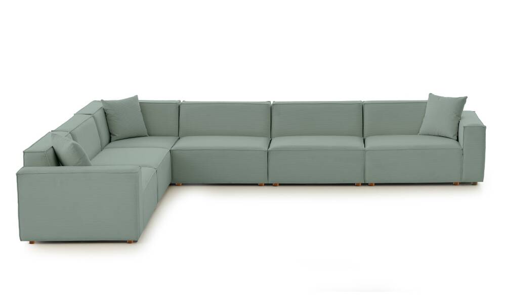 Asana 5 Tekli Köşe Fitilli Kadife Pastel Mavi - 5