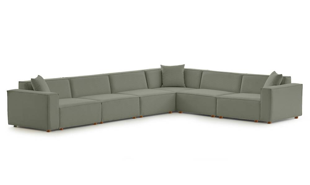 Asana 5 Tekli Köşe Fitilli Kadife Su Yeşili