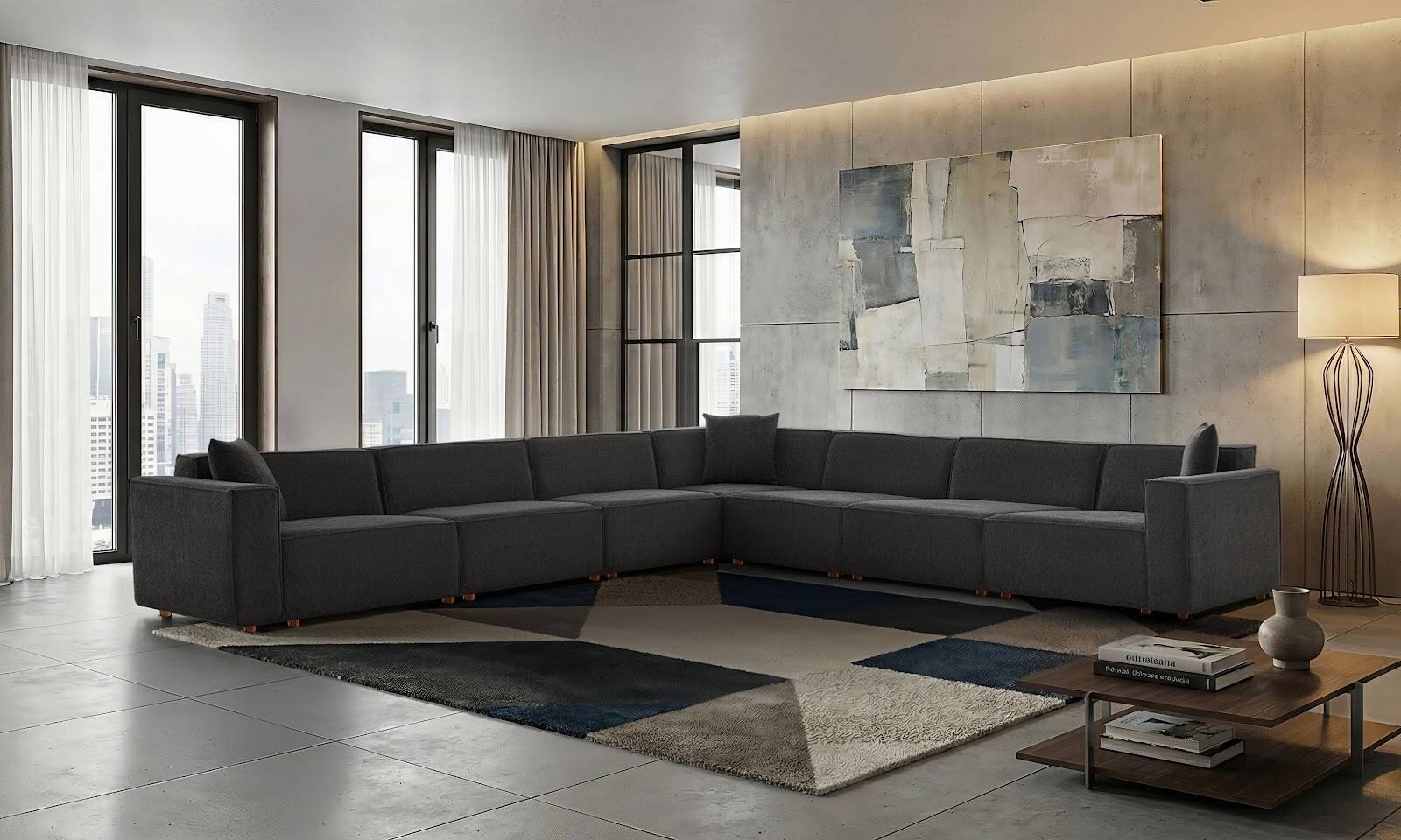 Asana 6 Tekli Köşe Bukle Antrasit - 2