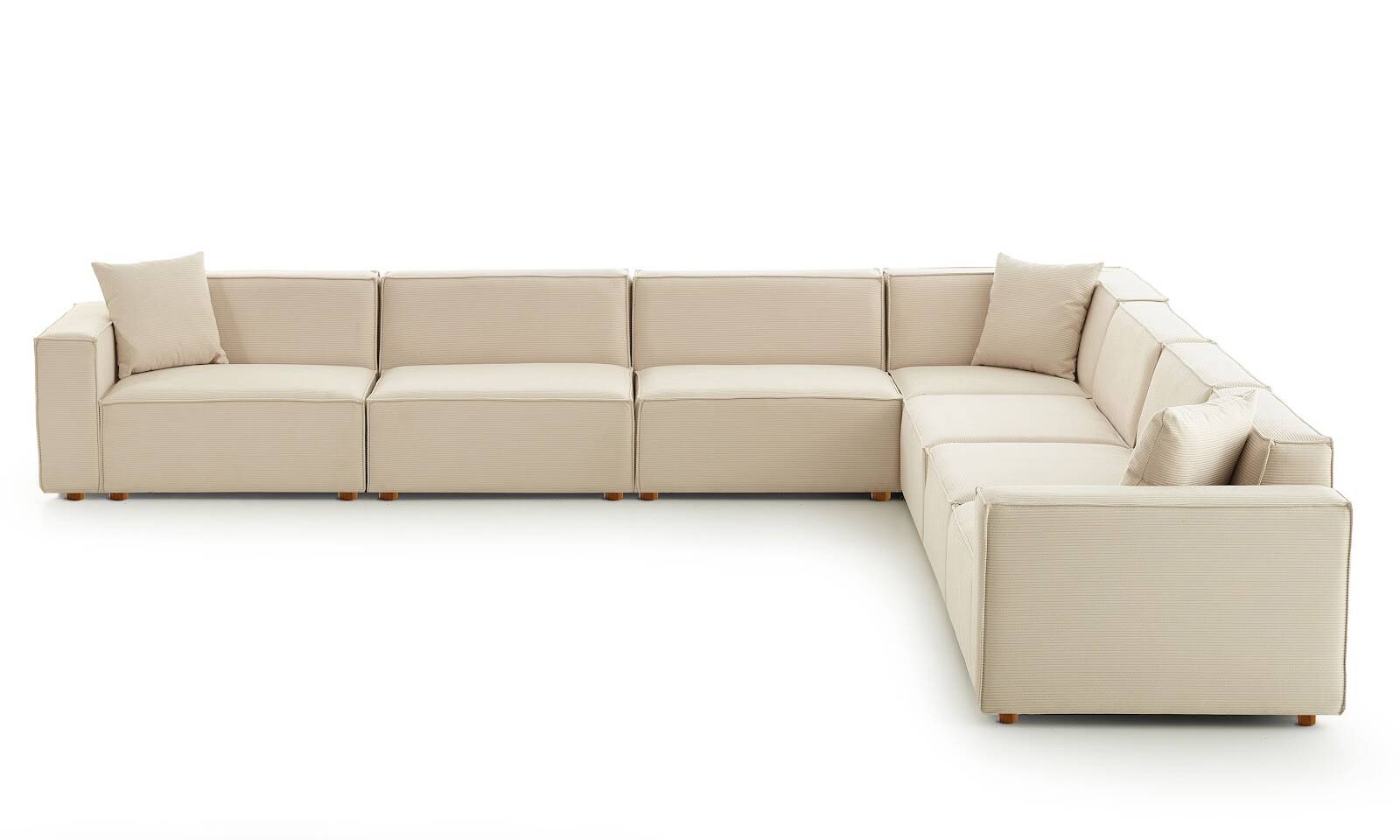 Asana 6 Tekli Köşe Fitilli Kadife Krem - 4