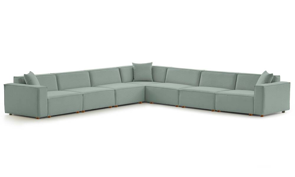 Asana 6 Tekli Köşe Fitilli Kadife Pastel Mavi