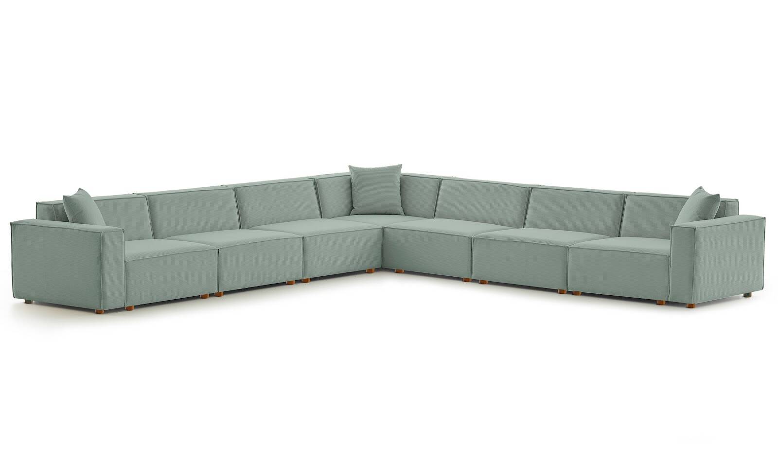 Asana 6 Tekli Köşe Fitilli Kadife Pastel Mavi - 1